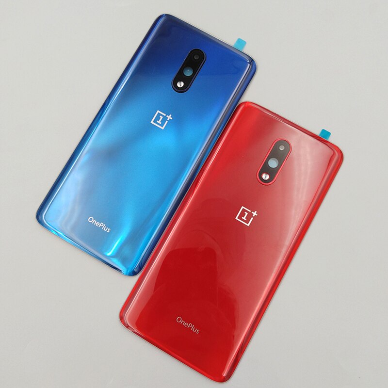 Oneplus 7 parti posteriori di riparazione della custodia della batteria di ricambio del coperchio dell&#39;alloggiamento dello sportello del pannello posteriore in vetro per One Plus 1 + 7 con obiettivo della fotocamera + Logo