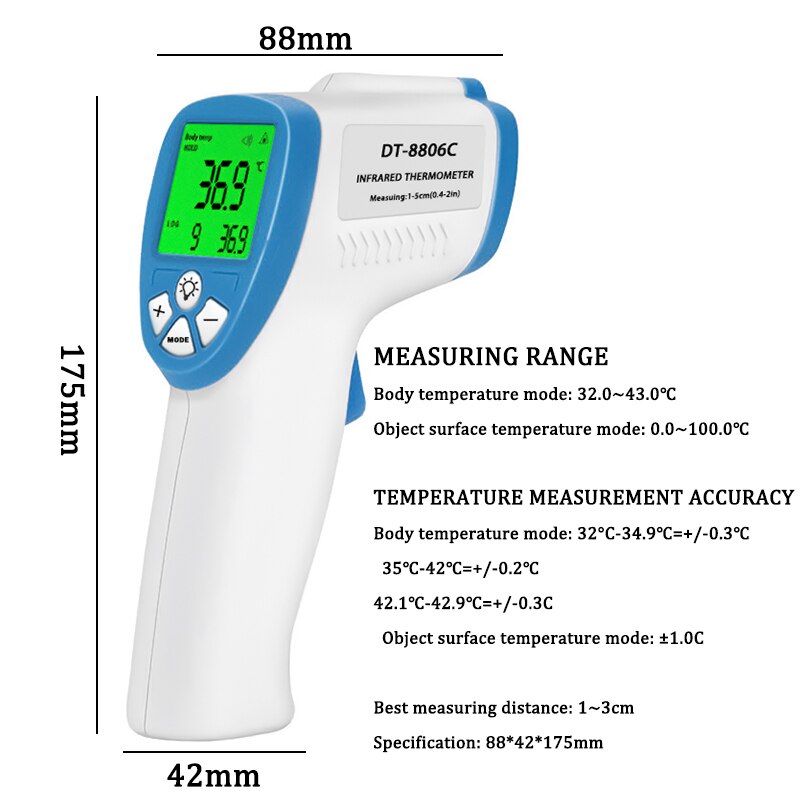 Baby voksen digital termometer pande krop infrarød termometer pistol berøringsfri temperatur måling enhed
