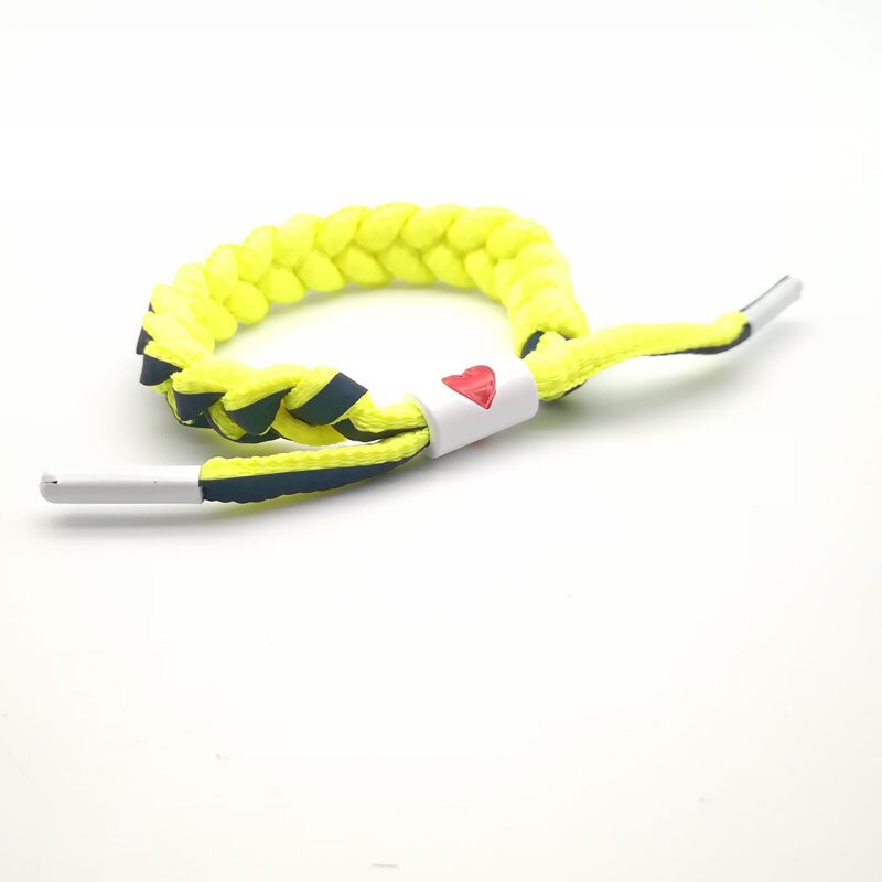 Holographic Reflective Peach Heart Bracelet Couple Color Changing Bracelet Man and Woman Students Safety Hand-Woven Bracelet: yellow