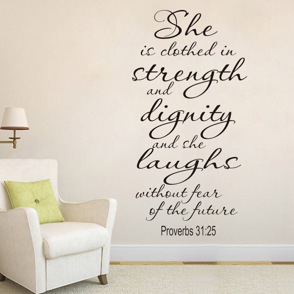 Proverbs 31:25 Vinyl Wall Art Wall Decal Scripture Wall Art Bible Verse Wall Decals