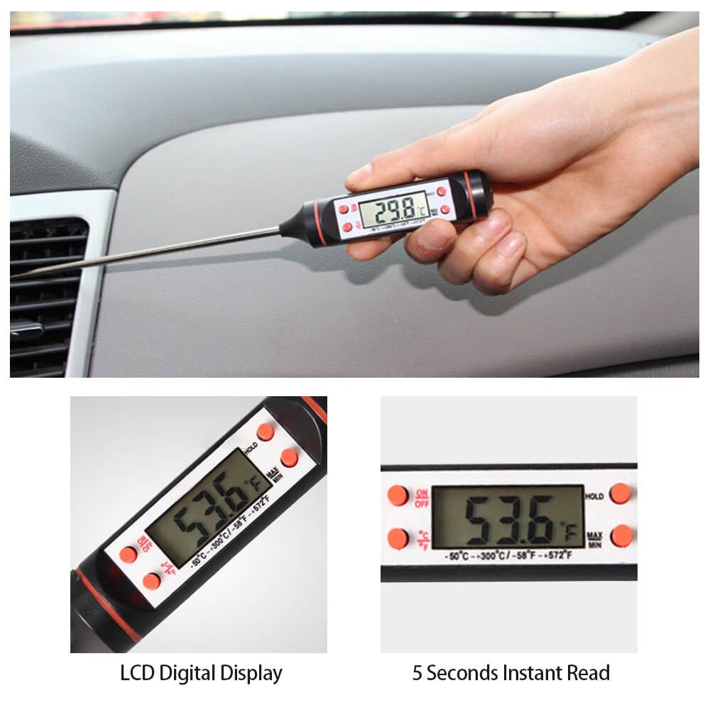 Universal Probe Thermometer LCD Digital Display Probe Thermometer 5 Seconds Instant Read Probe Thermometer For Food Water