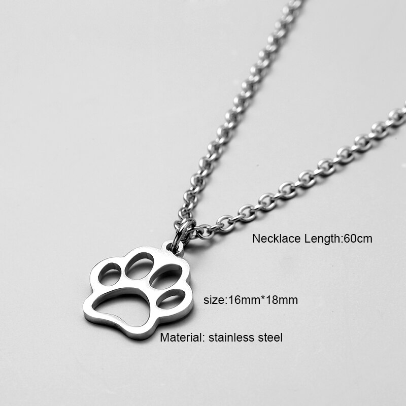 men necklace women chain stainless steel Necklace Women Men Simple Long Chain dog footprints pendant Necklace jewelry: Default Title