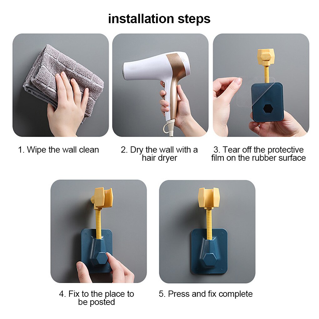 Universal Self-Adhesive Showerhead Bracket Wall-mounted Shower Head Holder 360° Rotatable Bathroom Accessories Stand Holder