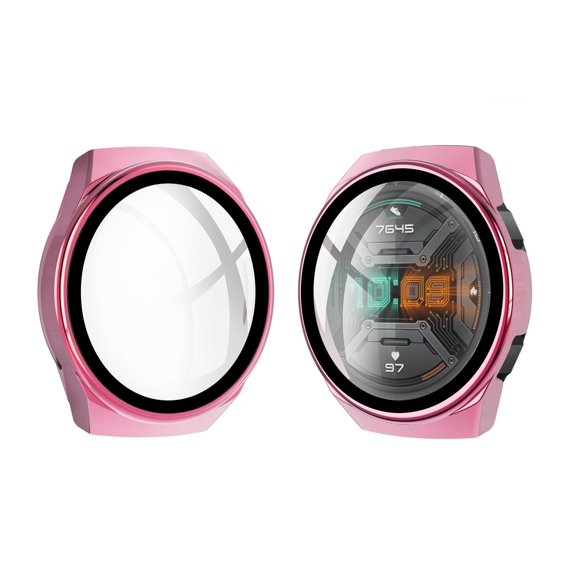 Per il caso di Huawei Orologio GT 2E GT2E GT2 GT 2 42 millimetri 46 millimetri di Copertura Completa Copertura Della Cassa Del Respingente con temperato Protezione Dello Schermo di Vetro: Colore rosa / Huawei GT 2 46MM