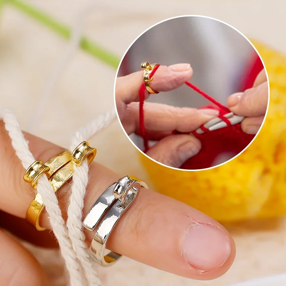 Anillos ajustables para tejer ganchillo, guía de hilo DIY, soporte más rápido para dedo, herramienta para ganchillo, suministros de costura, 4/1 Uds.