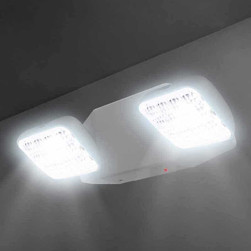 Emergency Light, Back-Up Battery Emergency Exit Lighting Fixtures with Adjustable Hardwired 2 LED Head Wall Mount