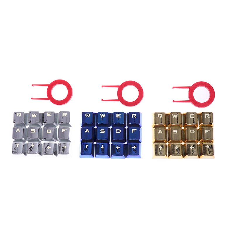 12pcs Waterproof Mechanical Keyboard Backlit Removal Universal USB Keycap Gold Plated Low Profile Durable Game Replacement