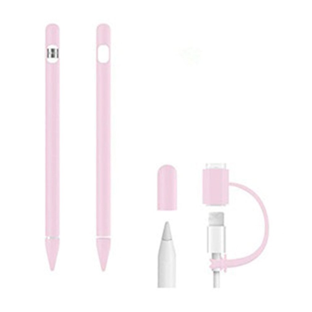 De silicona de colores Compatible para Apple lápiz 1st caso Compatible para iPad Tablet Touch Pen Stylus manga Protector de la piel: pink