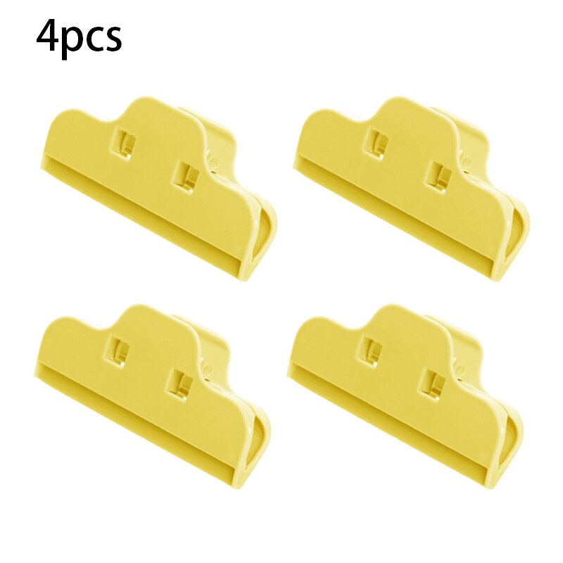 Pinzas selladas para bolsas de comida, Clip portátil para Cocina Casera multifuncional, almacenamiento de aperitivos y pan, herramienta de sellado, 4 Uds.: Yellow