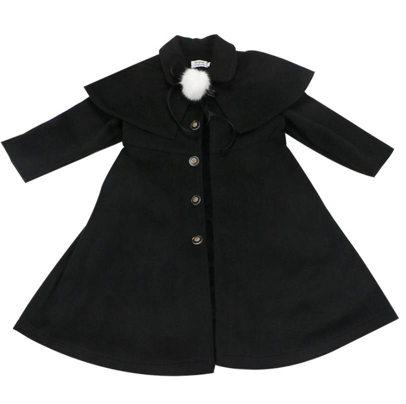 Vinter svart prinsesse lange kåper jenter ullfrakk merke jakker trench ins baby 2-8y ws1136: 6