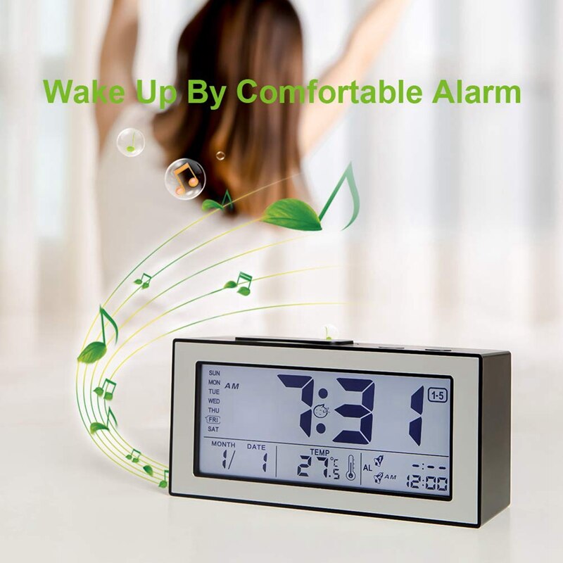 Digital Alarm Clock for Bedrooms,Simple Operation with Time and Temperature Display,2 Alarms and Snooze Function,Adjustable Volu