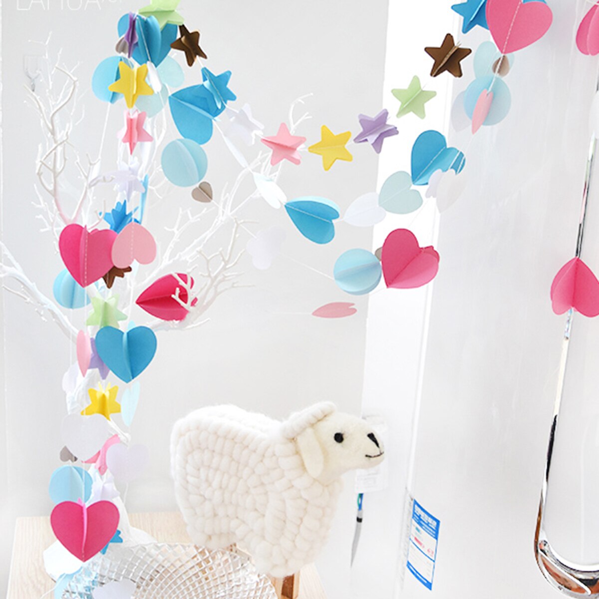 2M Heart Shape Paper Garland Wedding Birthday Party Decoration Event Supplies (Pink)