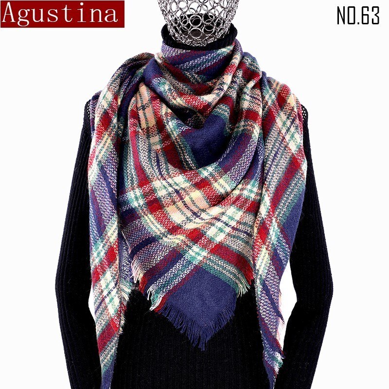 Vrouwen Plaid Sjaal Winter Kasjmier Tartans Sjaal Poncho Driehoek Sjaals Luxe Capes Pashmina Dames Sjaals Womens Shaws: 63
