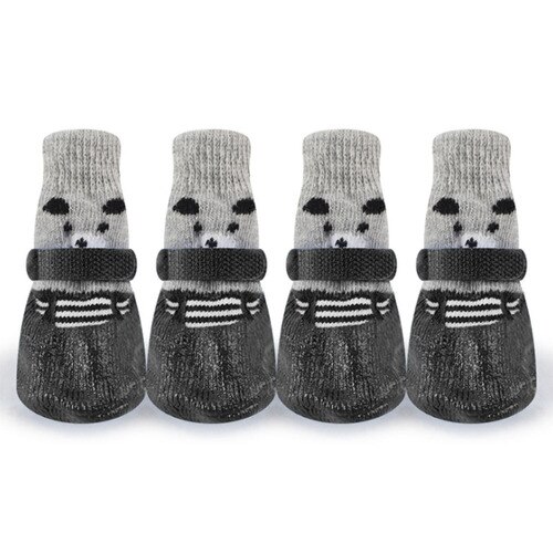 Calcetines antideslizantes para perros y cachorros, botas creativas pequeñas para perros y Chihuahua, suministros para mascotas OO50WZ: Negro / M