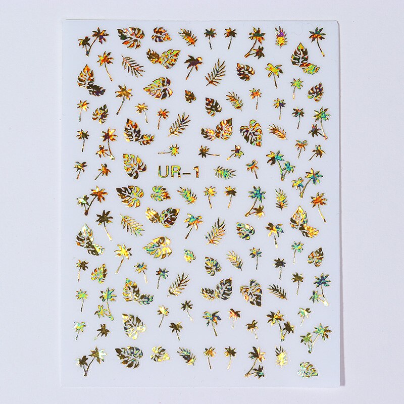 1 Pc Colorful Marple Leaf Gold Silver 3D Nail Sticker Flower Pattern Nail Art Transfer Stickers DIY Nail Decoraion