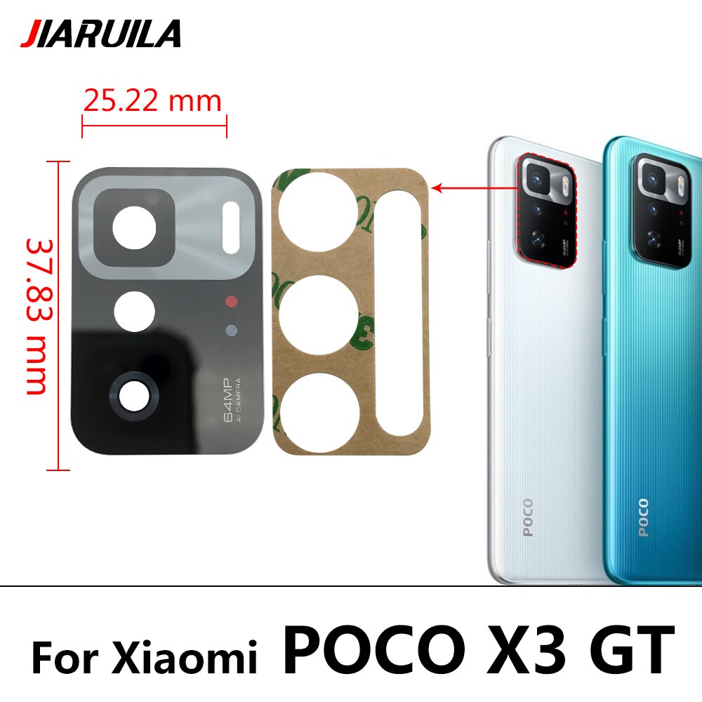 100% Original Camera Glass For Xiaomi Poco X3 NFC Poco M3 X3 Pro GT Poco F3 5G Rear Back Camera glass Lens With Glue Adhesive: Poco X3 GT