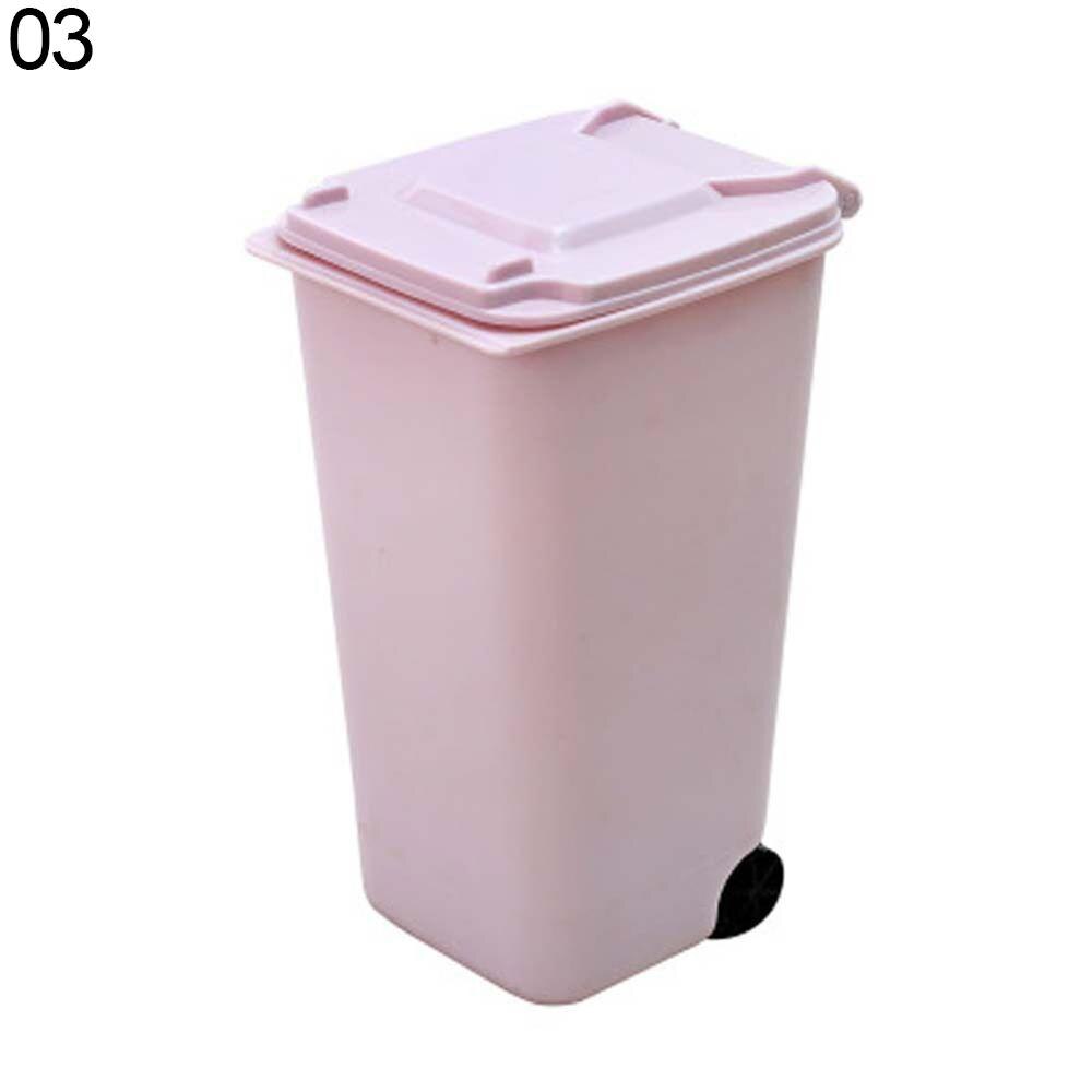 Mini Wheelie Trash Can Storage Bin Desktop Organizer Pen Pencil Cup Pen Holders