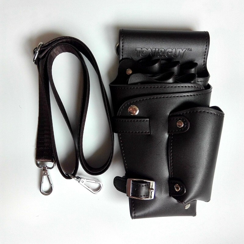 PU Leather Rivet Hair Scissor Bag Clips Bag Hairdressing Barber Scissor Holster Pouch Holder Case with Waist Shoulder Belt