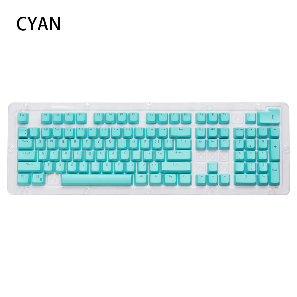 1Set 443*152*30mm Universal PBT 104 Keys Dual-color Backlit Mechanical Keyboard Keycap DIY Keyboard Accessories: Cyan