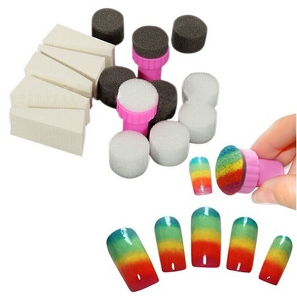 1 Set Nail Art Spons Stempel Stempelen UV Gel Polish Template Manicure Transfer Voor DIY Deco Kit Set Gereedschap stampers