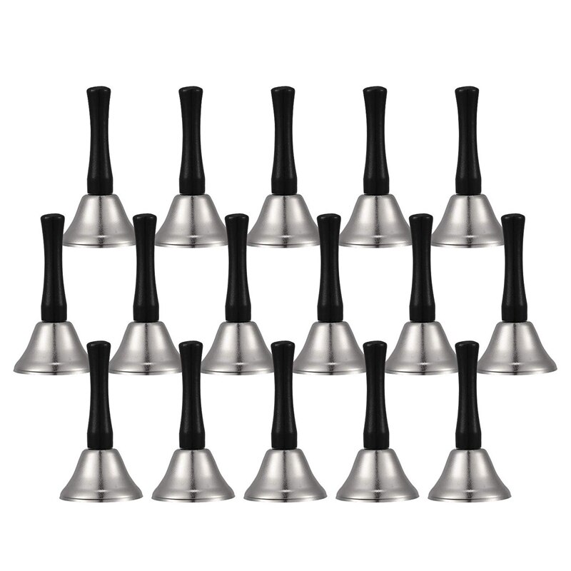 24 stuks handbellen zilver stalen service handbellen zwarte houten handgreep diatonische metalen bellen muzikale percussie (nikkelwit): Default Title