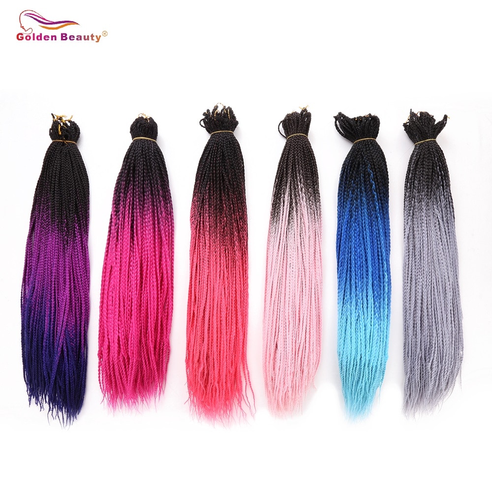 22Strands/Pack Thin Box Braids Crochet Hair 24inch 1cm in Diameter 3X Synthetic Braiding Hair Extensions Golden Beauty