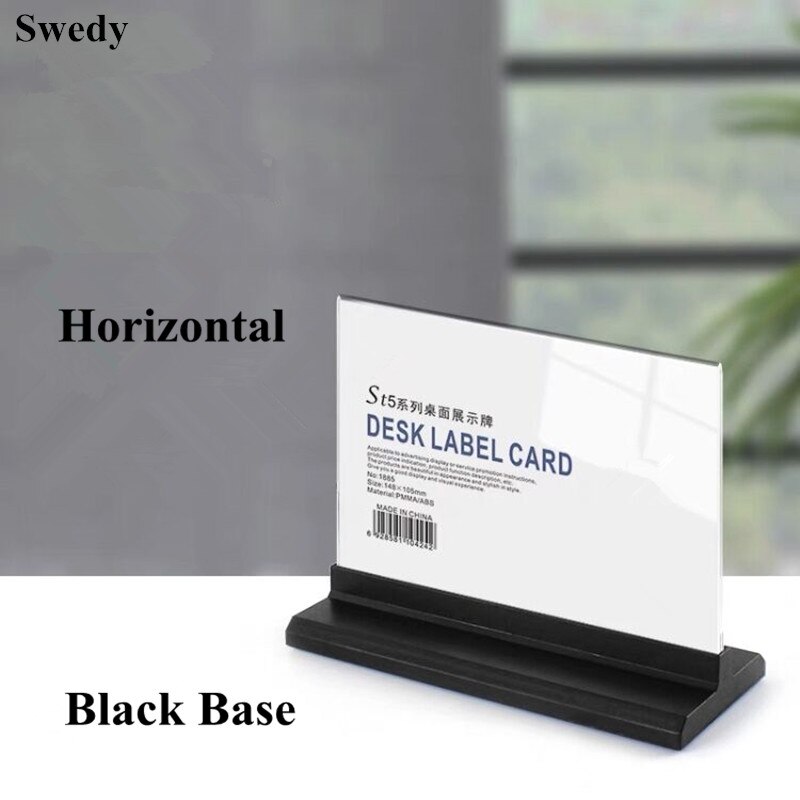 A5 148X210MM Double-Sided Desktop Acrylic Sign Holder Plastic Display Stand Restaurant Table Menu Card Flyer Holder Poster Frame: A5 Black Horizontal