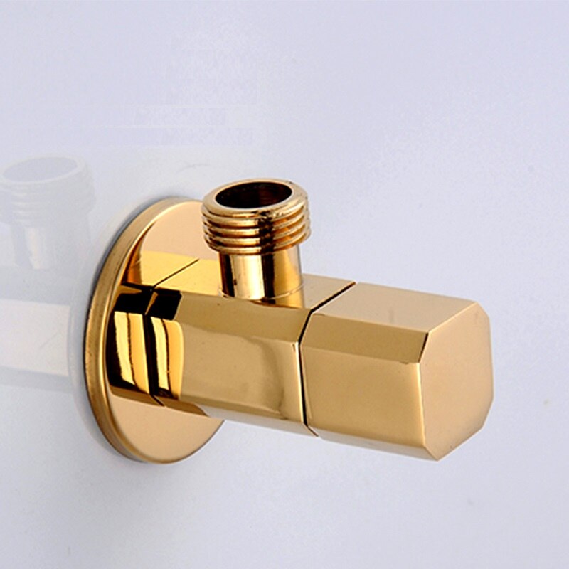 MTTUZK Solid Brass Angle Valve Golden Water Stop Valve G1/2&quot; Rose Gold Filling Valves Black and Cold Water Inlet Valve