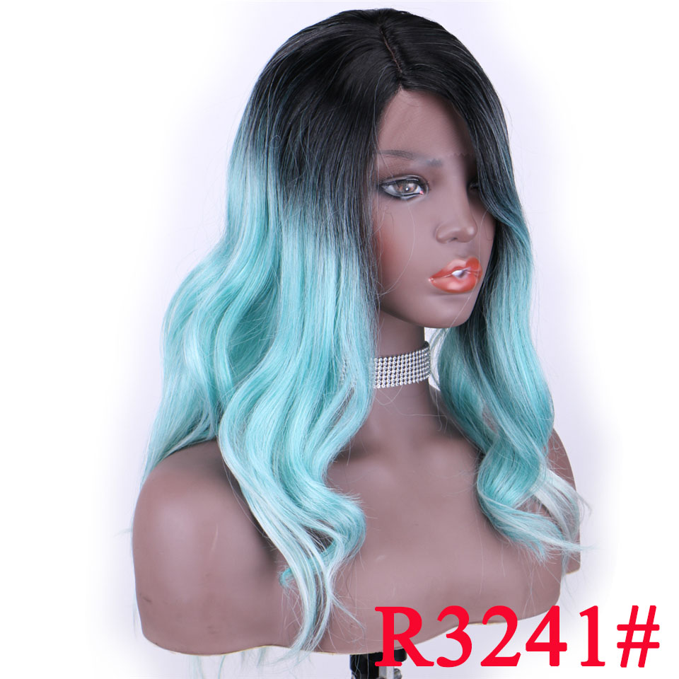 Peluca con malla frontal sintética WonderLady de 20 pulgadas #2, pelucas con ondas de cuerpo ombré para mujeres negras, peluca de Cosplay marrón larga ondulada con parte lateral