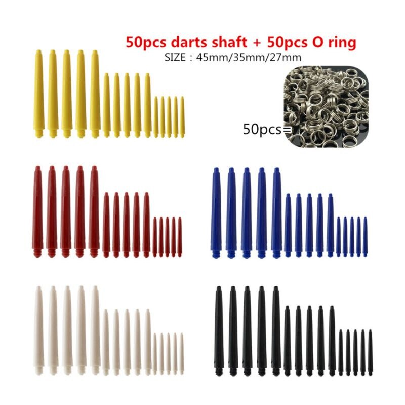 Dart Accessoire 50 Stuks Nylon Dart Shafts Vervanging En 50 Stuks O Ringen Houd De Vlucht Willekeurige Kleur