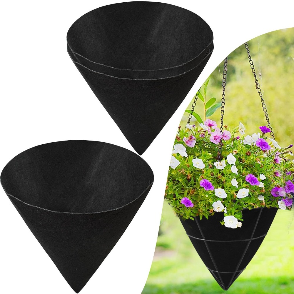 3 stks Ademend Kegelvormige Liners Zwart Milieuvriendelijke Vilt Tuinieren Matten Herbruikbare Planter Mand Liners Outdoor Tuinieren