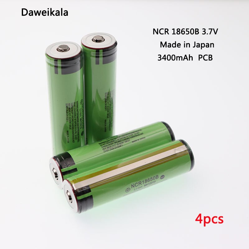 Daweikala Original 18650 battery NCR 18650B 3400mAh battery 3.7V Li-ion Rechargeable battery PCB Protected+ Free Shopping