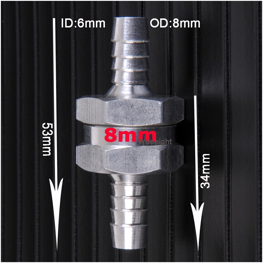 Válvula de retención de combustible de aleación de aluminio unidireccional, válvula de retención de no retorno de gasolina diésel de 8mm para carburadores y caravanas automotrices marinas/RV, 5 uds.