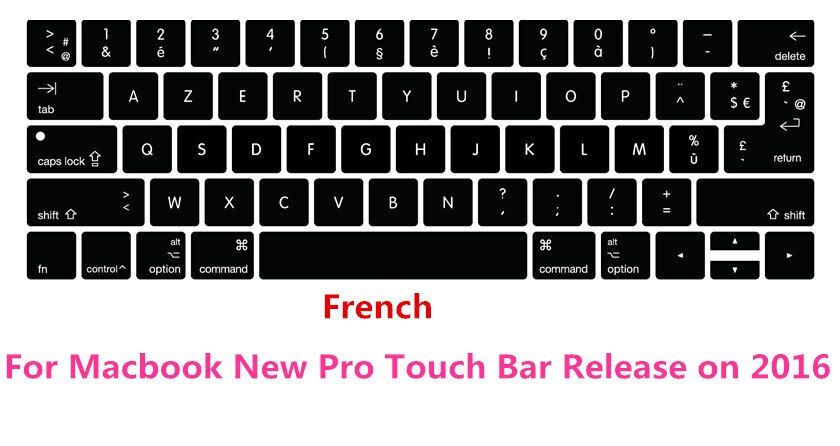 US/ue silikonowy Colemak Dvorak francuski hebrajski klawiatura pokrywa skóry dla Macbook 2017 nowy Pro 13 "A1706 15" A1707 z dotykowym paskiem: French