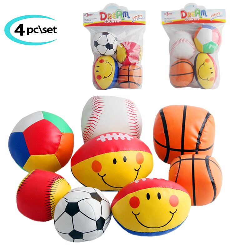 4 Stks/set Baby Soft Gevulde Bal Speelgoed Mini Basketbal Voetbal Baseball Voetbal Pak Set Kids Hand Bal Training Oefening Tactiele
