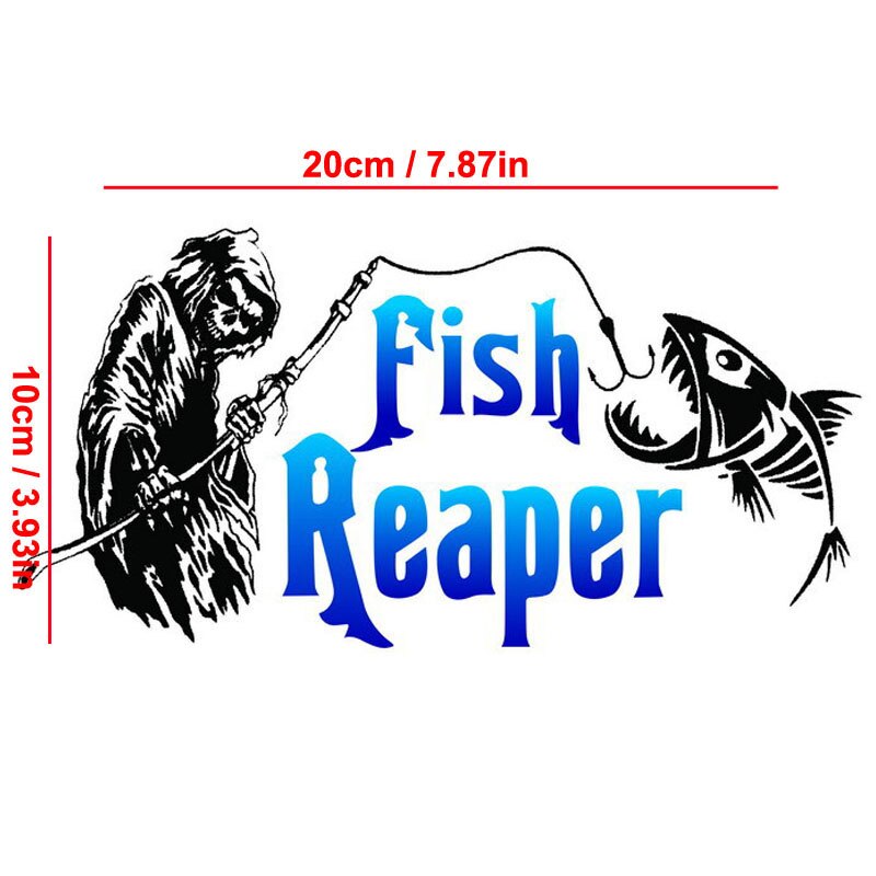 Reflecterende Vis Reaper Skelet Piranha Auto Stickers Verwijderbare Wateproof Mural Decals Voor Motorbike Koffer Laptop Muur 20x10cm