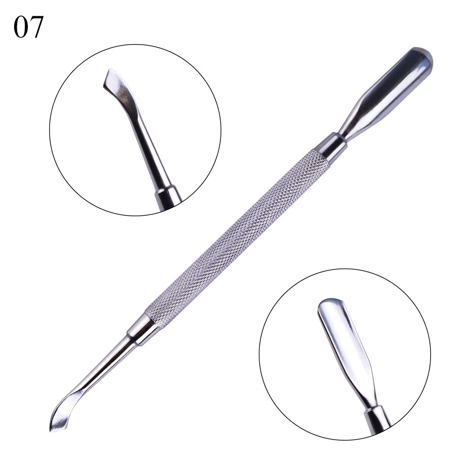 1pc Stainless Steel Cuticle Pusher Spoon Double Sided Nail Art Trimmer Dead Skin Cutter Manicure Pedicure Nail Care Tools LY1-9: 07