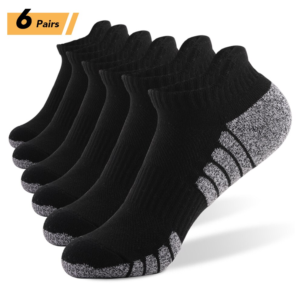 6 Pairs Sports Ankle Socks Athletic Low-cut Socks Thick Knit Autumn Winter Socks Outdoor Fitness Breathable Quick Dry Socks: Black / XL