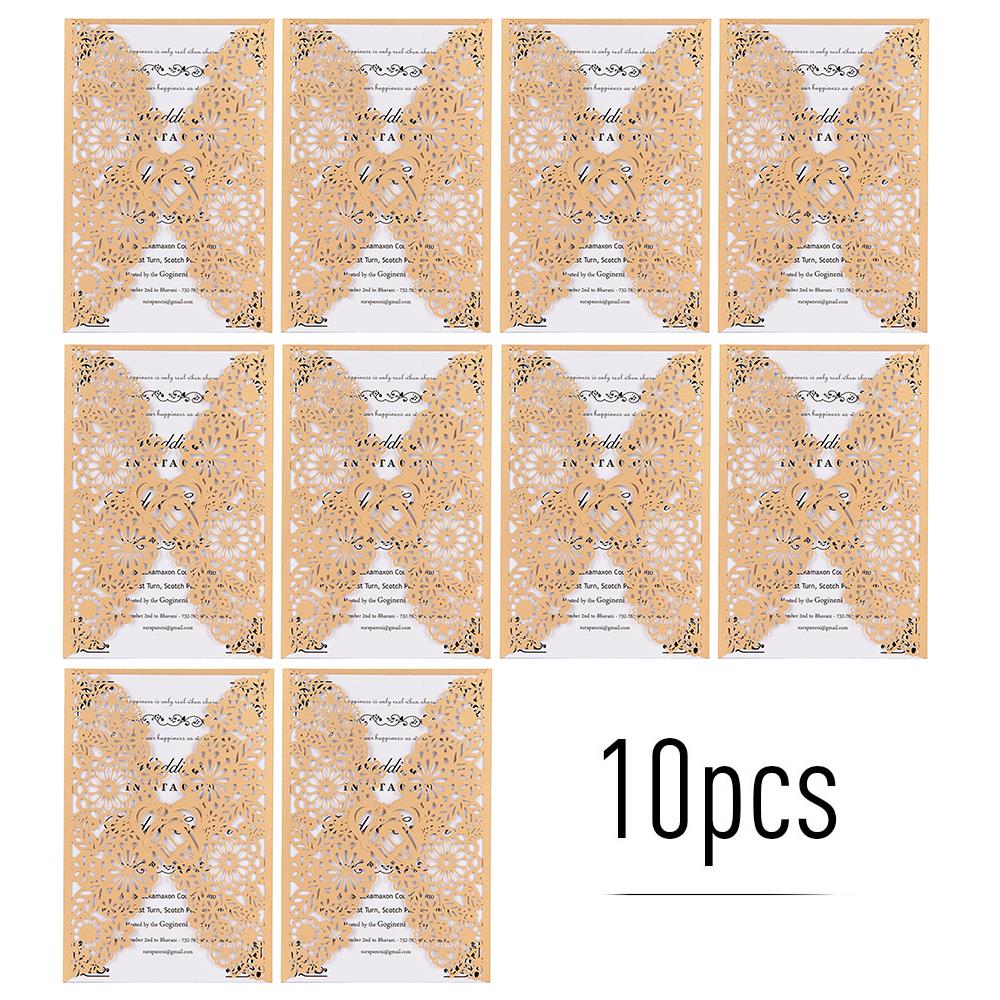 Pearl Paper Floral Invitations Cards For Wedding Birthday Wedding Cards with Blank Inner Sheet Wedding Invitations Cards 10PCS