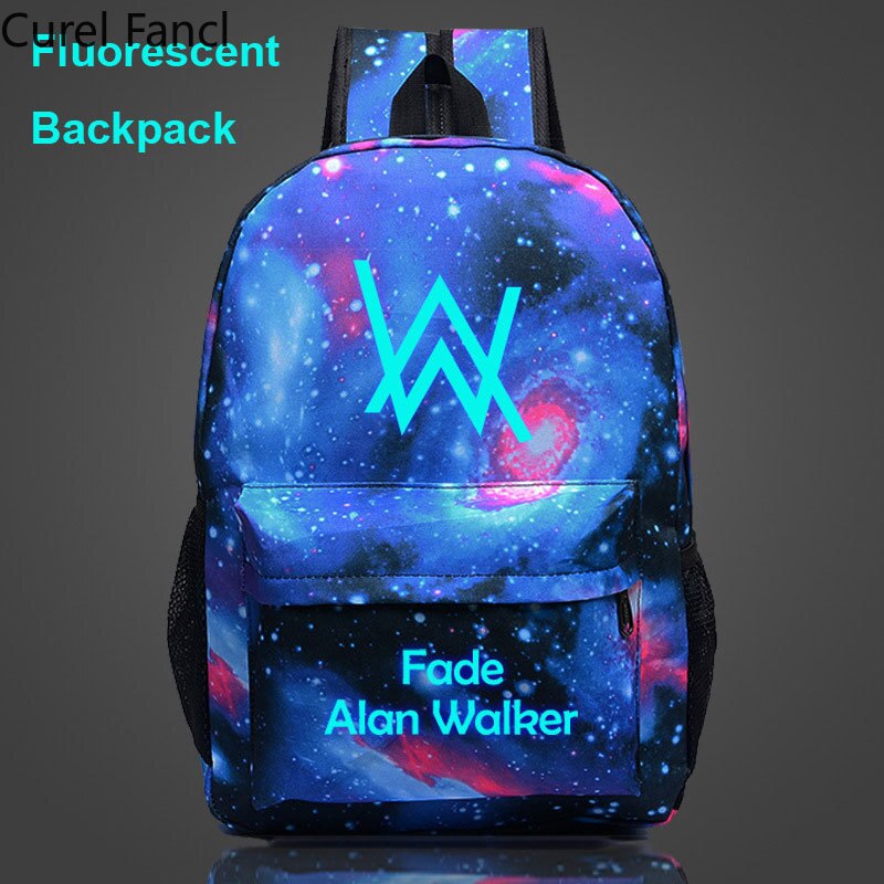 Mochila escolar fluorescente con dibujo de Alan Walker para niños y niñas, morral escolar para adolescentes,