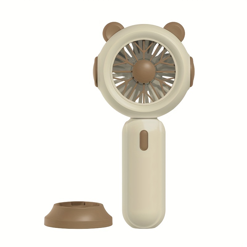 Portable handheld fan, mini personal fan with stand Battery-powered small fan (product itself does not come with AA batteries): Brown