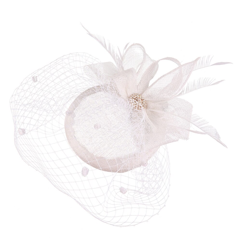 Sinamay Chic cheveux maille accessoires de mariage Fascinator mariée voiles chapeau bandeau femmes dames Occasion casque Net points: WHITE