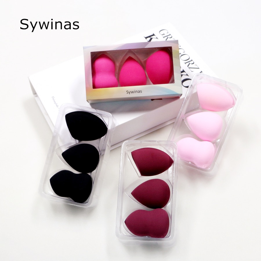 Sywinas 3 Stks/doos Grote Make-Up Spons Puff Set Cosmetica Make Up Foundation Microfiber Spons Poederdons.
