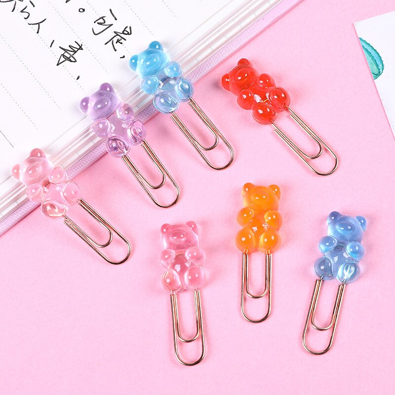 2 pièces mignon bonbons couleur ours trombone en métal bureau école papeterie approvisionnement bureau approprié