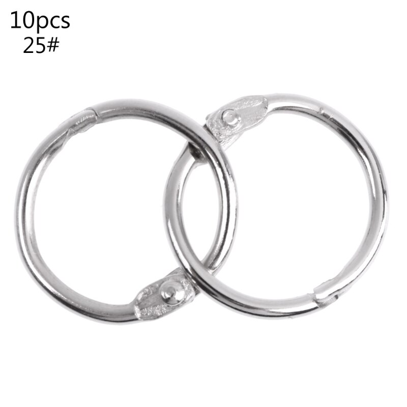 Anillo de Metal para encuadernación de hojas sueltas, aro multifuncional para encuadernación de libros, llavero circular, suministros de oficina, 10 Uds.: 25-20mm