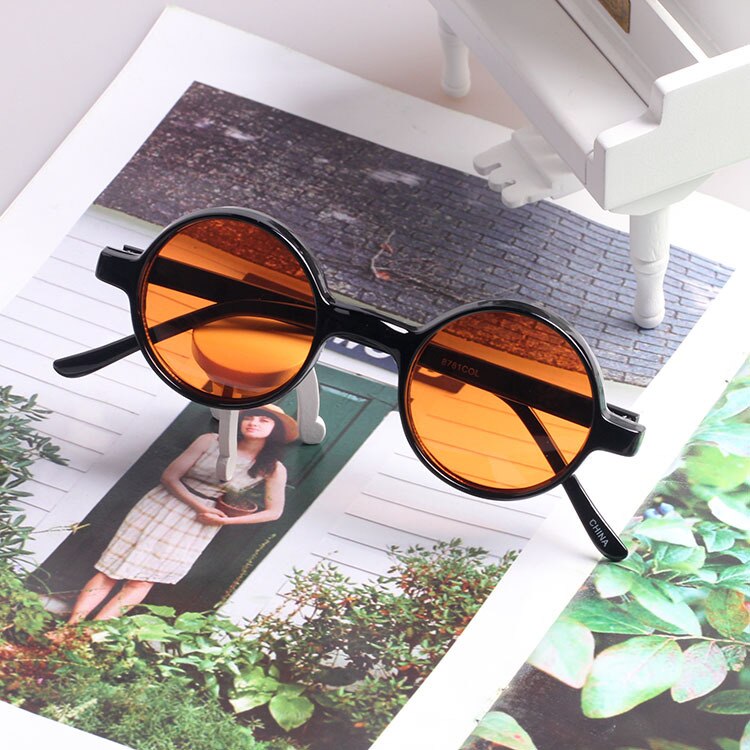 Kleurrijke steampunk ronde zonnebril dames heren geel groen blauw oranje rood zonnebril oculos de sol feminino  uv400: Oranje