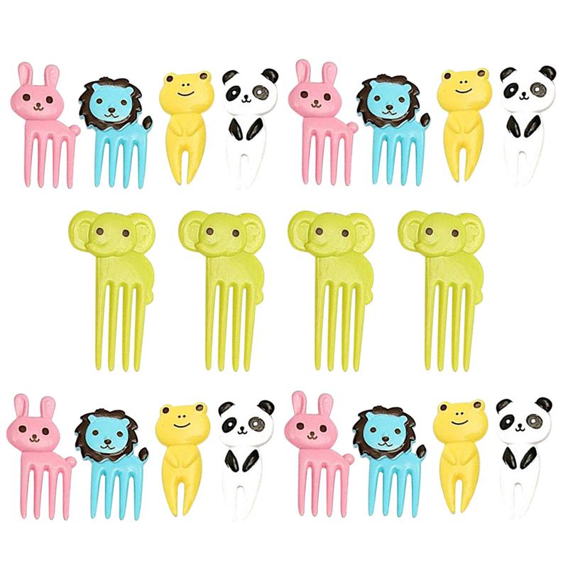 20 stuks cartoon mini bento vorkjes, fruitprikkers, fruit vorkjes, wegwerp dessert vorkjes voor kinderen, voedselbenodigdheden (willekeurige kleur)