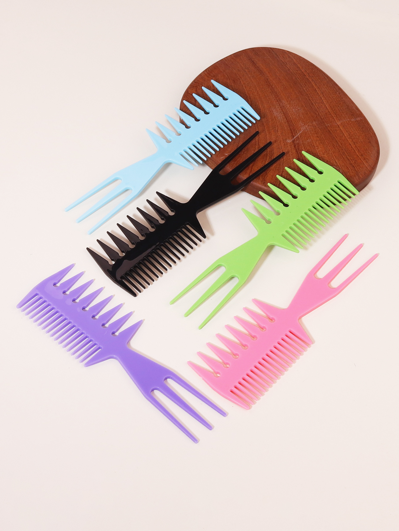 1 cepillo de pelo multifuncional en forma de espina de pescado con de dientes anchos, herramienta de salón con cabeza de aceite africano, peine especial para pelucas de cabello real