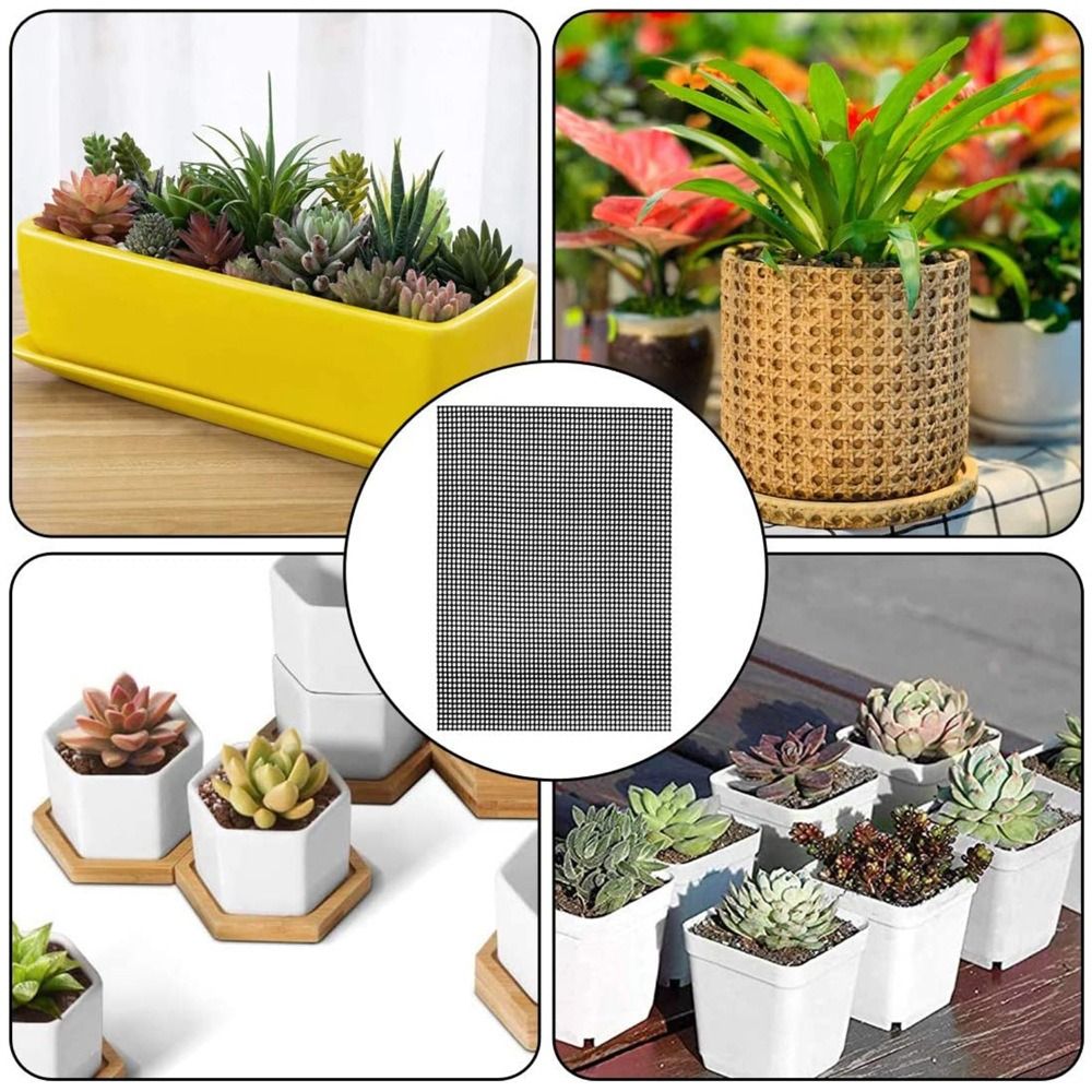 5pcs Rectangular Flowerpot Bottom Hole Mesh Pad Anti Leakage Soil Drainage Hole Mesh Breathable Pad Thin Mesh Mesh Gasket