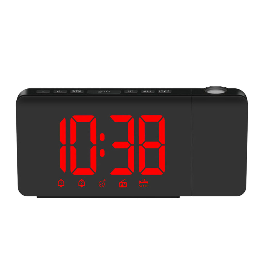 Projectie Wekker Display Digitale Klok Usb Charger Snooze Led Projectie Dual Alarm Fm Radio #0207g10